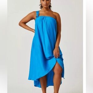 Anthropologie 2X Let Me Be Buckle One Shoulder Trapeze Dress NWT